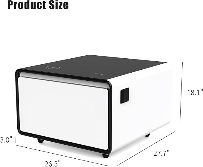 Smart Coffee Table with Fridge, Smart Center Table with Wireless Charging