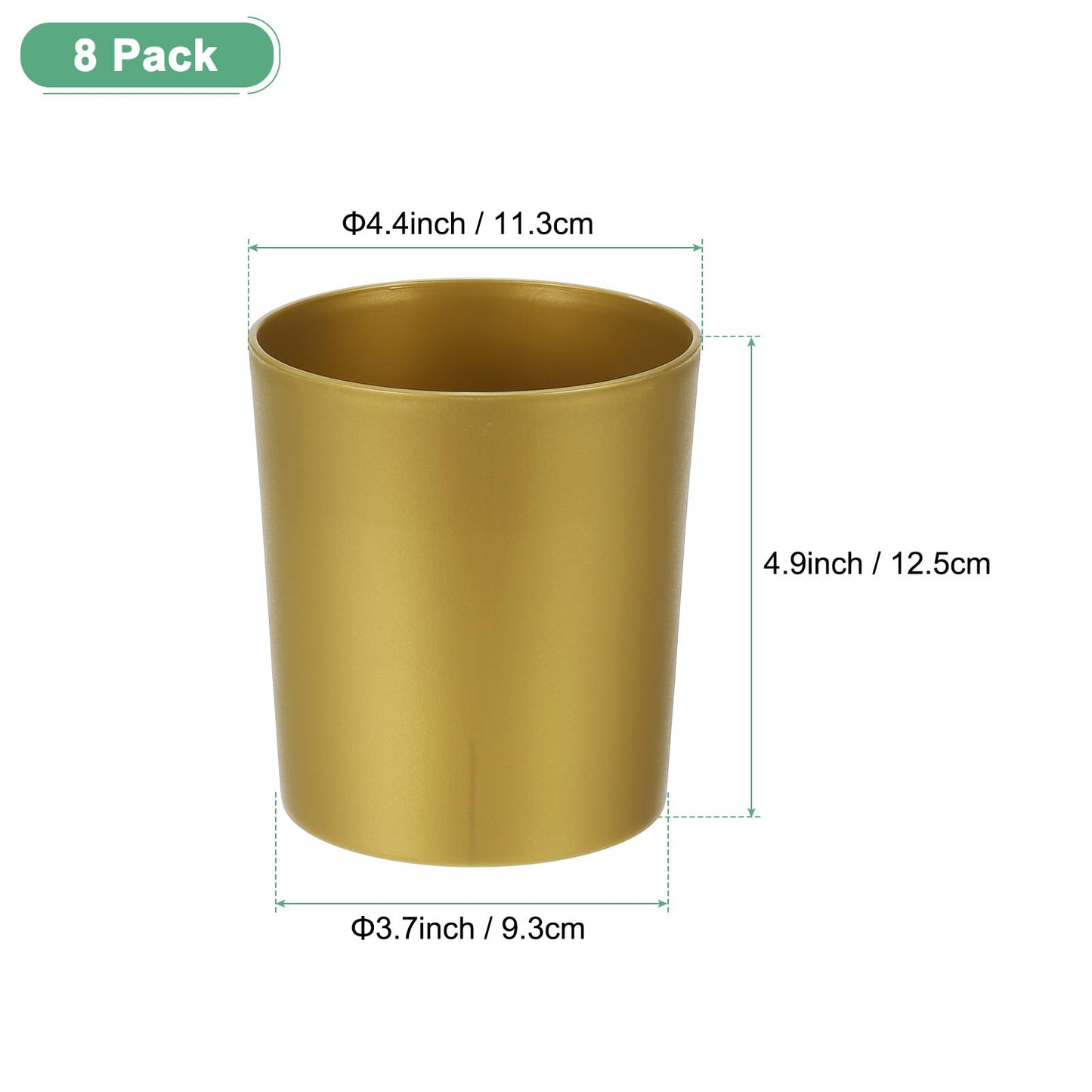M METERXITY 8-Pack Plastic Plant Pots, 4 Inch Plastic Planters Round Flower Planter Containers Flower Pots for Indoor/Outdoor/Garden, Plant Holder [Gold Tone]