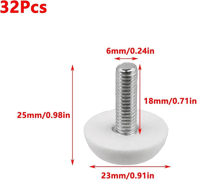 Antrader Furniture Lvelers, M6 x 18mm Table Leg Levelers, Levelling Foot Screw