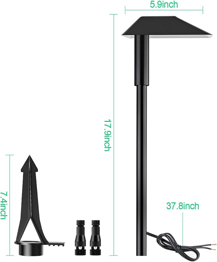 5W Low Voltage Landscape Pathway Lights with Connectors,12-24V Outdoor Path Lights, 3000K Wired Landscape Lights for Yard Garden Walkway, IP66 Waterproof（12Pack）