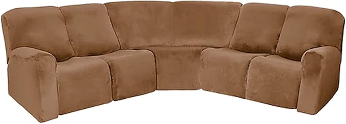 LightInTheBox 7-Piece Velvet Stretch Reclining Couch Covers 5 Seats Corner Sofa