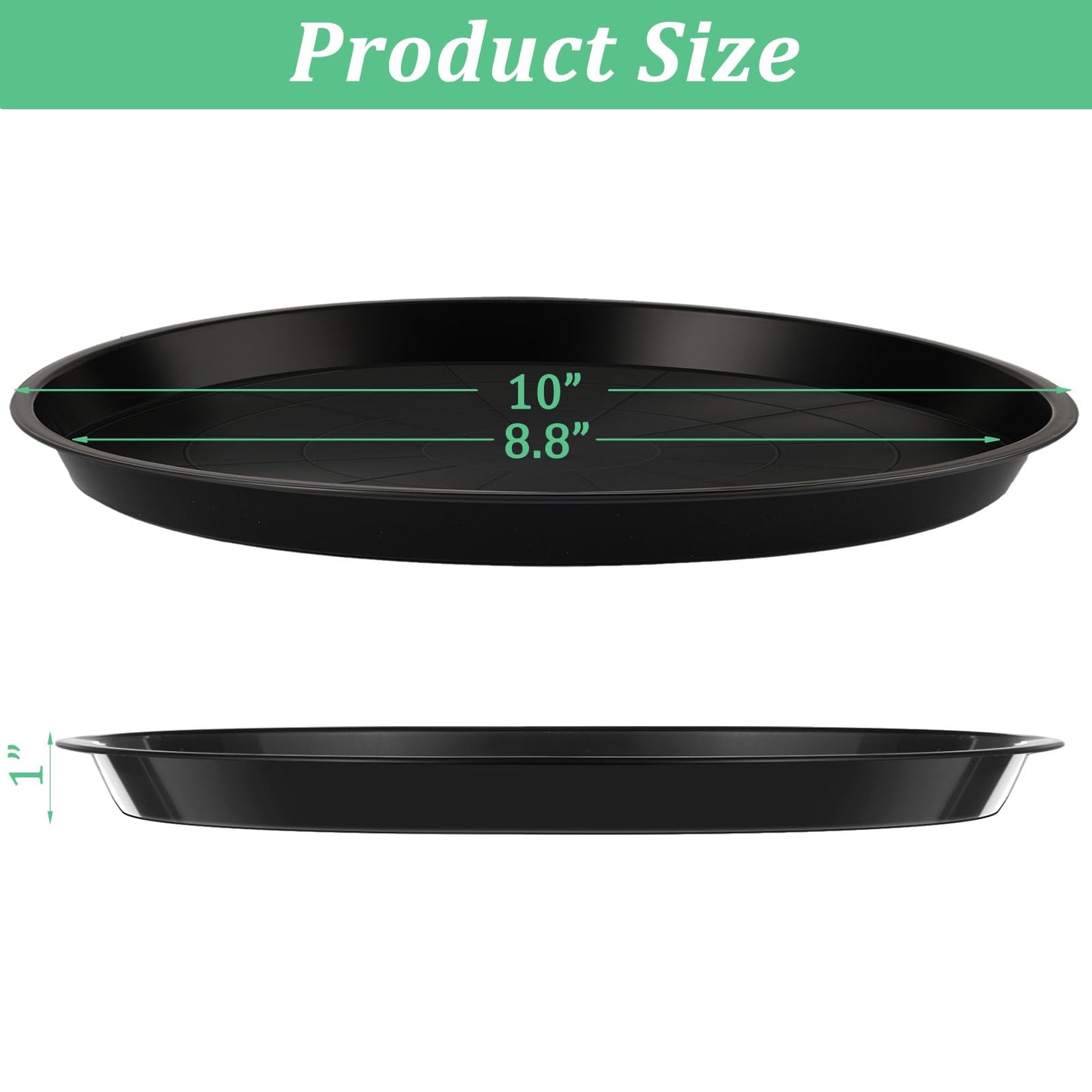 Eccliy 10 Packs 10 Inch Plastic Large Plant Saucers Heavy Duty Planter Trays Jumbo Flower Pot Saucers Plastic Water Trays for Indoors and Outdoors