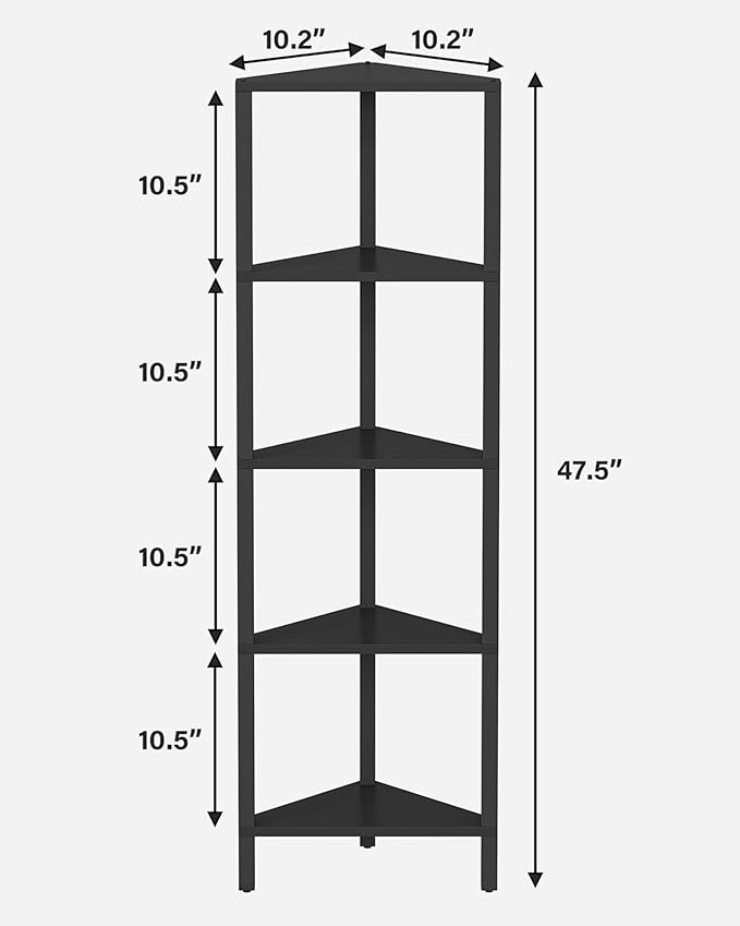TUTOTAK Corner Shelf, 5-Tier Corner Bookshelf
