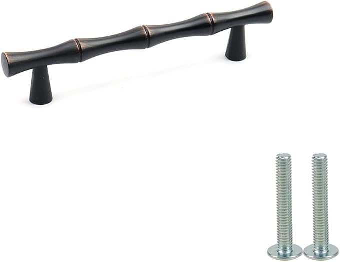 2PCS Bamboo Zinc Alloy Cabinet Handles, 3.8 Inch Hole Distance Black and Red