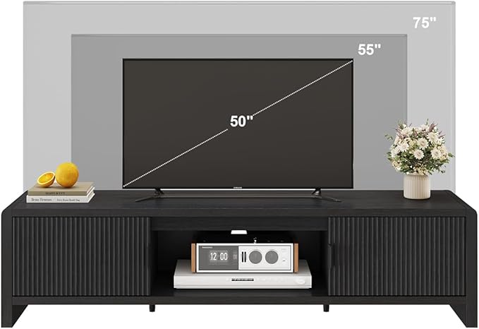 FATORRI TV Stand for 75/65/55 Inch TVs, Mid Century Modern Entertainment Center
