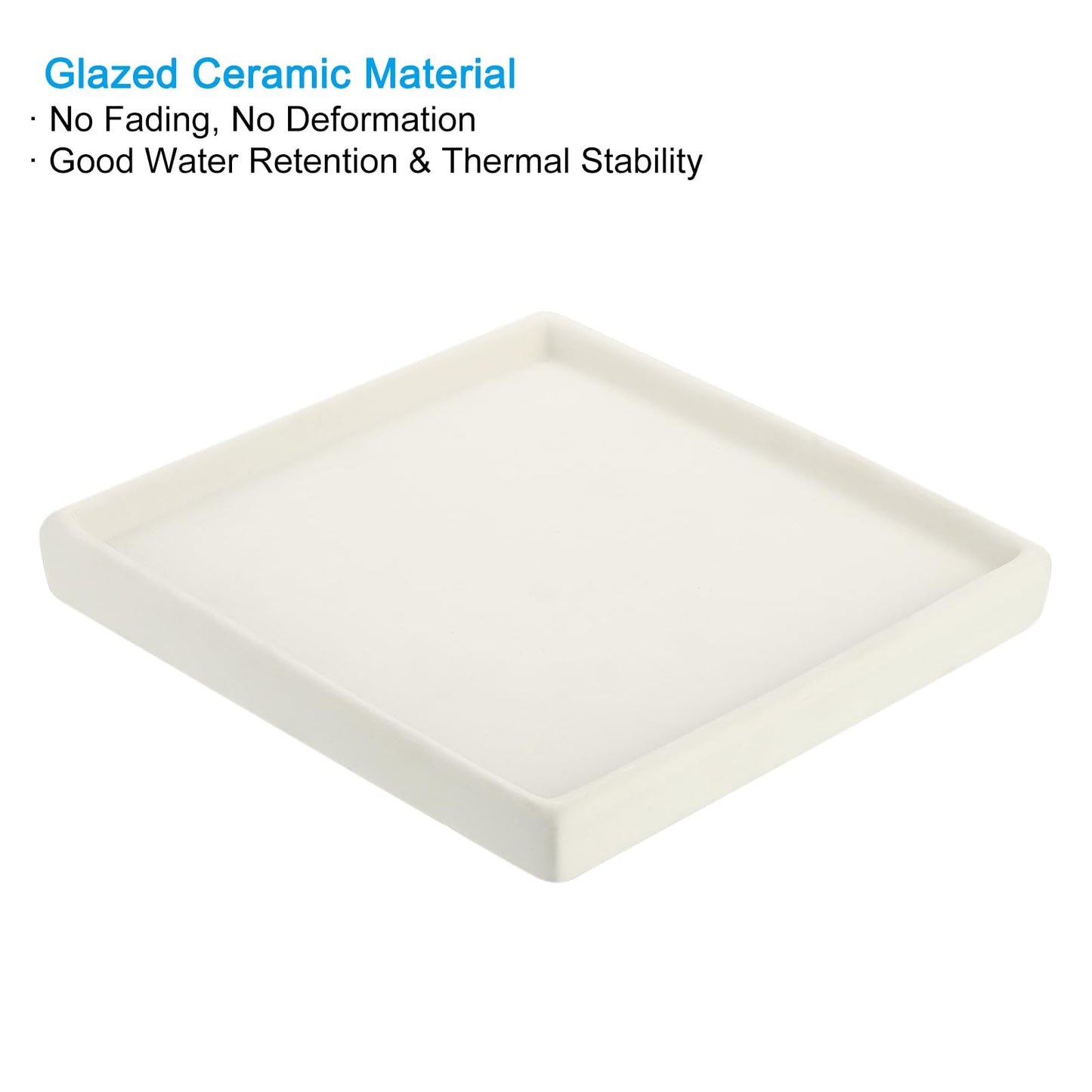 PATIKIL Plant Pot Saucers 6.7 Inch, Ceramic Square Flower Drip Tray for Indoor Outdoor, Beige