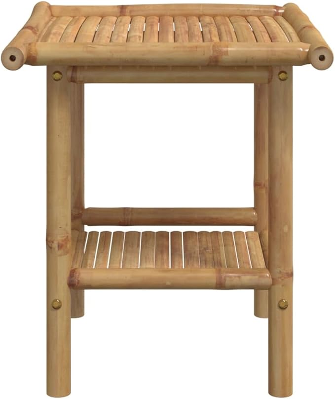 Bamboo Fiber Coffee Table with Storage Shelf, Eco-Friendly Modern Square End
