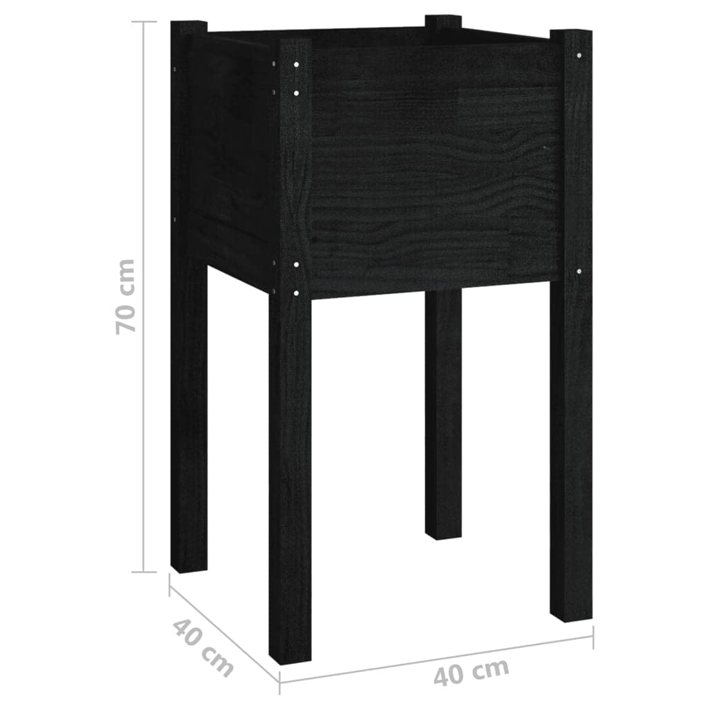 vidaXL Durable Garden Planter 15.7"x15.7"x27.6" - Solid Wood Pine Outdoor Square Planter, Black, Ideal for Flowers and Plants, Weather-Resistant, Easy Assembly