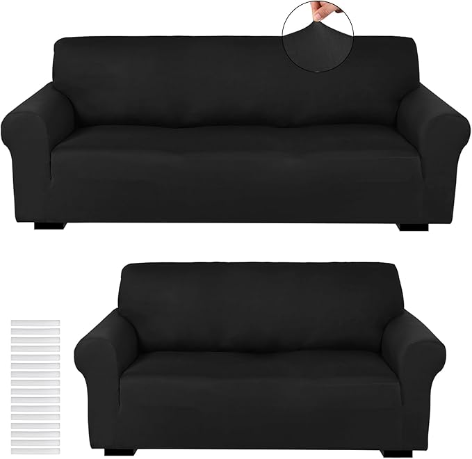 Peryiter 2 Pcs Sofa Covers Couch and Loveseat Covers Set Stretch Sofa Slipcover