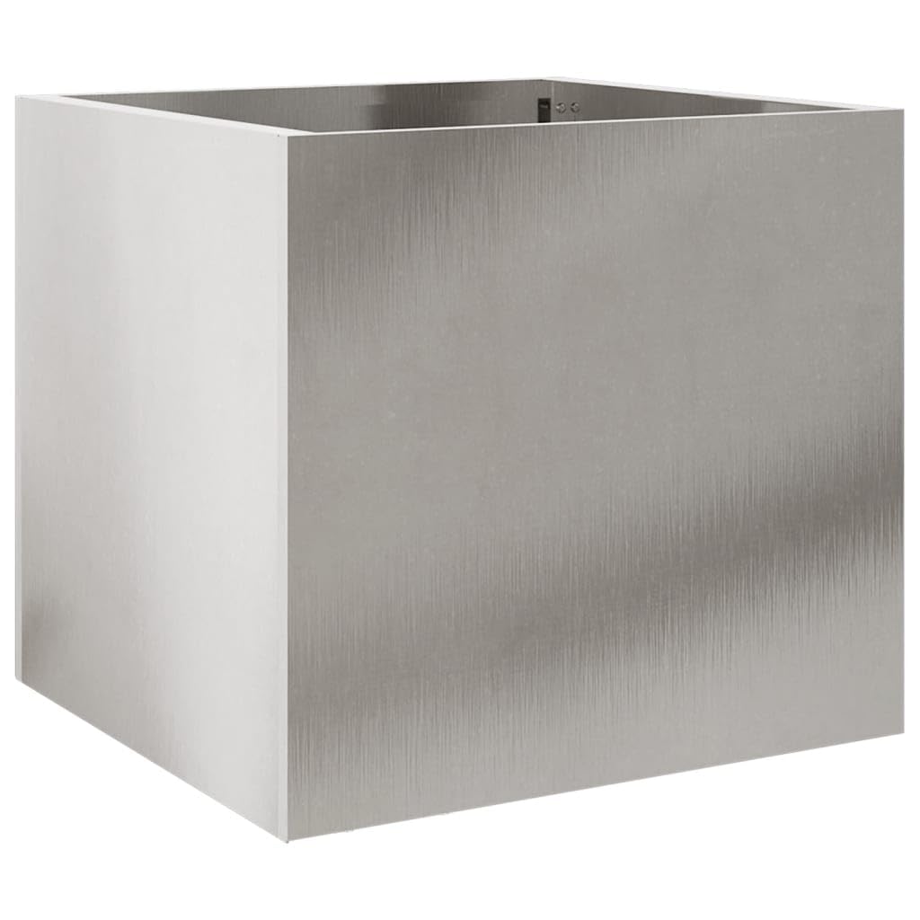 Logeirevo Corten Steel Planter Box, Corten Steel Raised Garden Bed for Flowers, Vegetables, Herbs, Silver 12.6"x11.8"x11.4" Stainless Steel,-1770