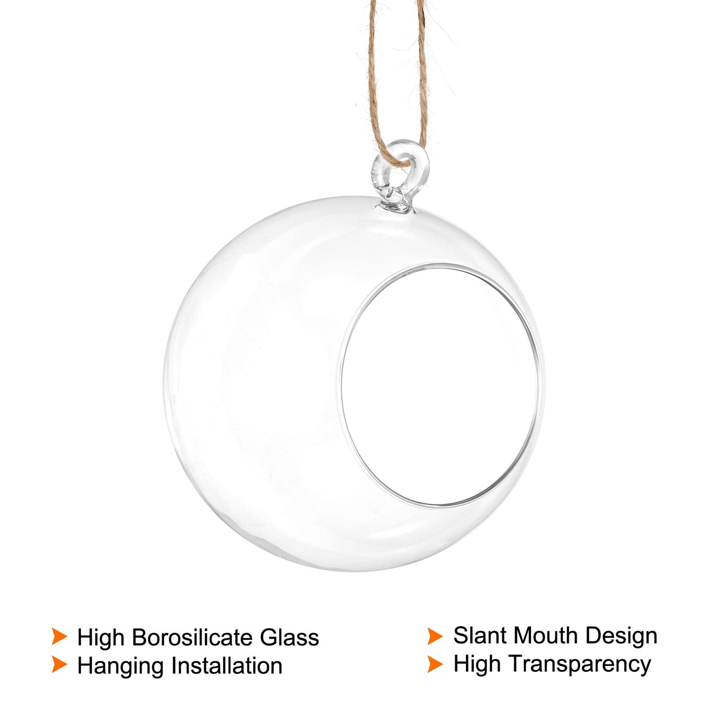 PATIKIL Round Globe Terrarium Air Plant Planter, 4.8 Inch High Borosilicate Glass Hanging Decorations for Succulent, Tillandsia, Clear