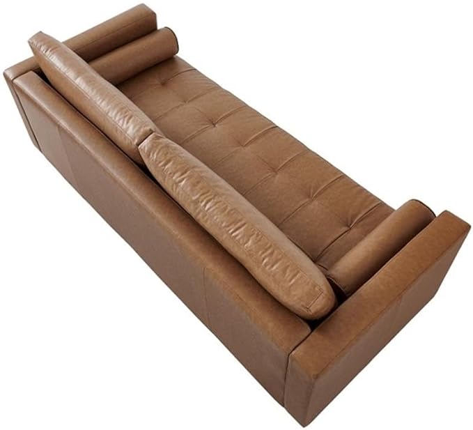 Pemberly Row Eco Leather Sofa, Light Brown Finish, High Density Sponge Foam