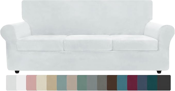 ZNSAYOTX Oversized Velvet Couch Cover 4 Piece Stretch Sofa Covers