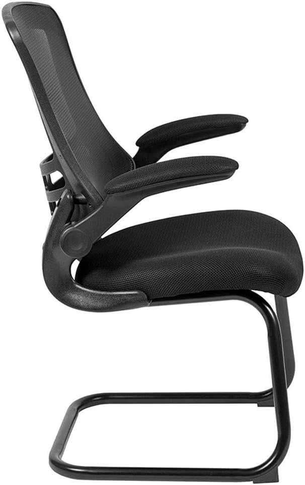 Flash Furniture Kelista Black Mesh Sled Base Side Reception Chair