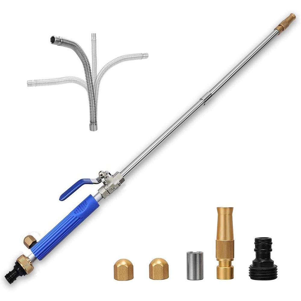 YunGuoGuo High Pressure Power Washer Sprayer Wand with Flexible Hose Nozzle, 39'' Hydro Jet Power Washer Cleaning Tool, Wand Lance for Gutter Patio Car Pet Window Glass Blue