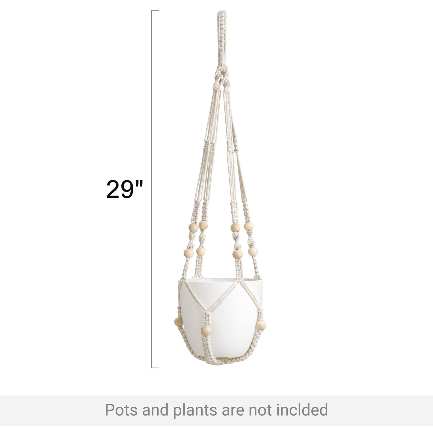 Mkono 2 Pack Macrame Plant Hanger Indoor Hanging Planter Basket with Wood Beads Decorative Flower Pot Holder No Tassels for Indoor Outdoor Boho Home Decor 29 Inch (POTS NOT Included)
