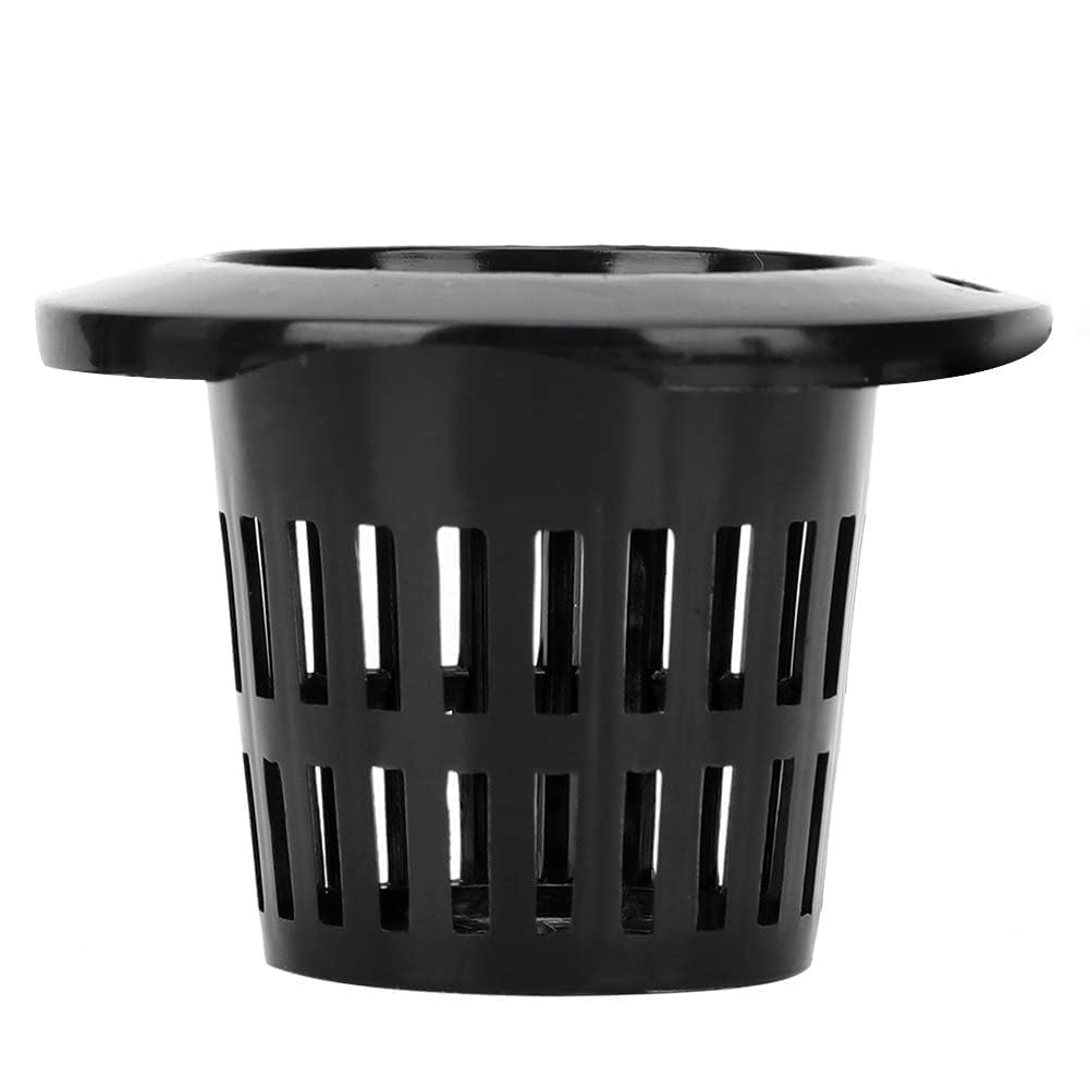 Cyrank Net Pots for Hydroponics, 50PCS Net Pots Hydroponic Cups Slotted Mesh Net Pots Small Hydroponic Cups with Thin Lip and Slotted Sides Garden Slotted Mesh Net Cups Mesh Pot Cups(Black)