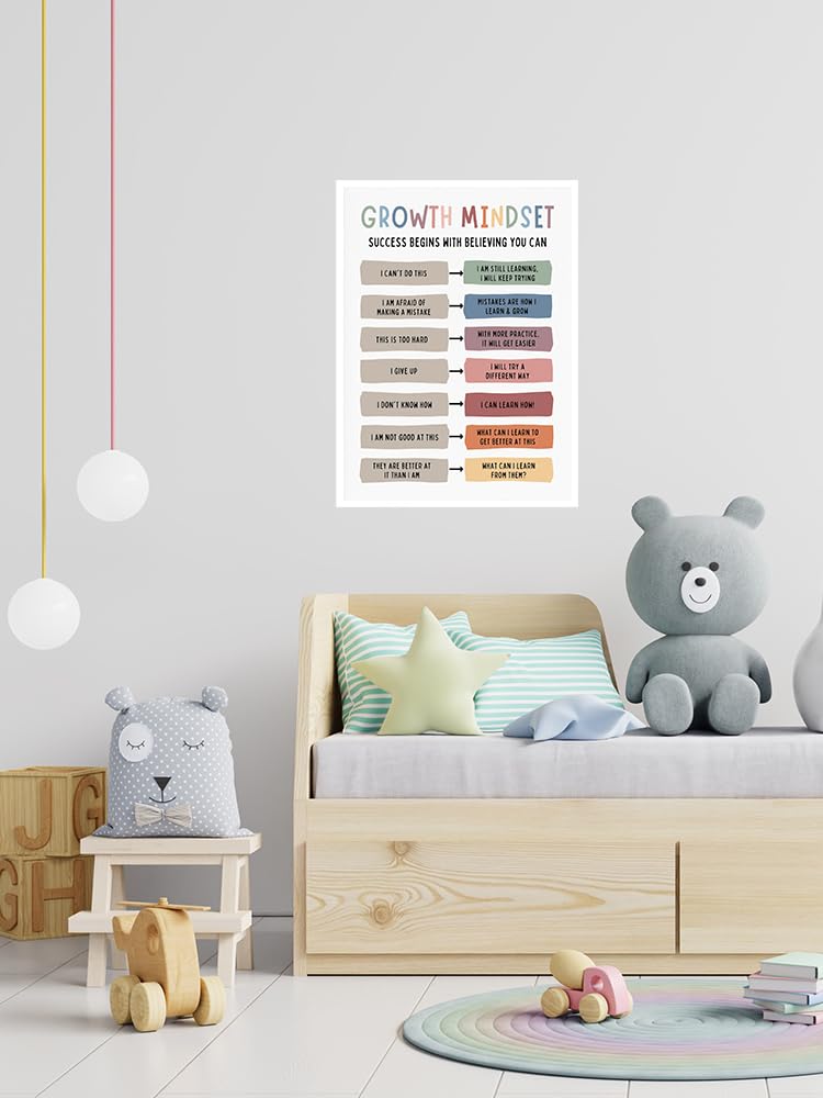 uoyien Growth Mindset Mental Health Posters Classroom Office Therapy Wall Decor Positive Affirmations Quotes Canvas Wall Art Kids Educational Prints For Calming Corner Decorations Unframed 16x24in
