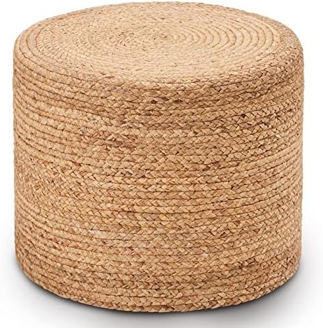 Wimarsbon 18'' Pouf Ottoman, Natural Braided Poof, Round Poufs, Rustic