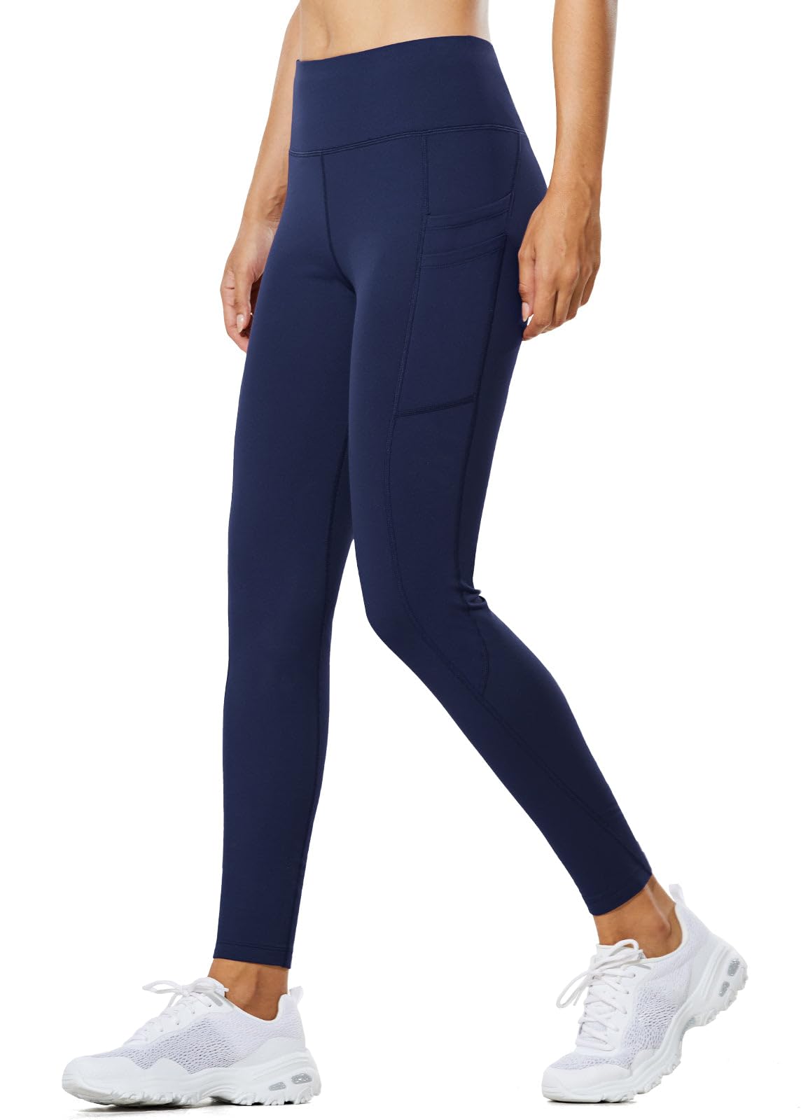 BALEAF Women's 27“ Fleece Lined Leggings Water Resistant High Waisted Winter Warm Hiking Running Pants with Pockets