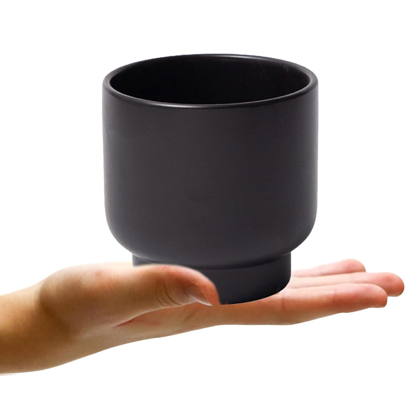 LB Black Ceramic Plant Pot for Indoor Plants, Succulent Planters Ceramic Plant Pots, Modern Flower Pots for Living Room Office Home Decor, Round Flower Pot of 4.3 Inch(Plant Not Included)