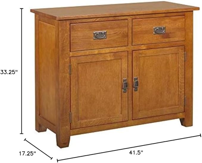Crafters and Weavers Arts and Crafts 2-Drawer Solid Wood Cabinet in Cherry