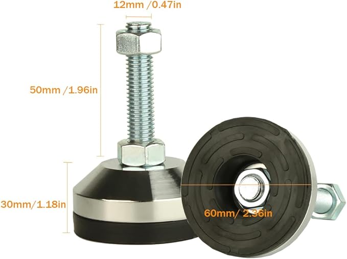 Heavy Duty Leg levelers ， Leveling Legs 2.36" Dia Base, Adjustable feet