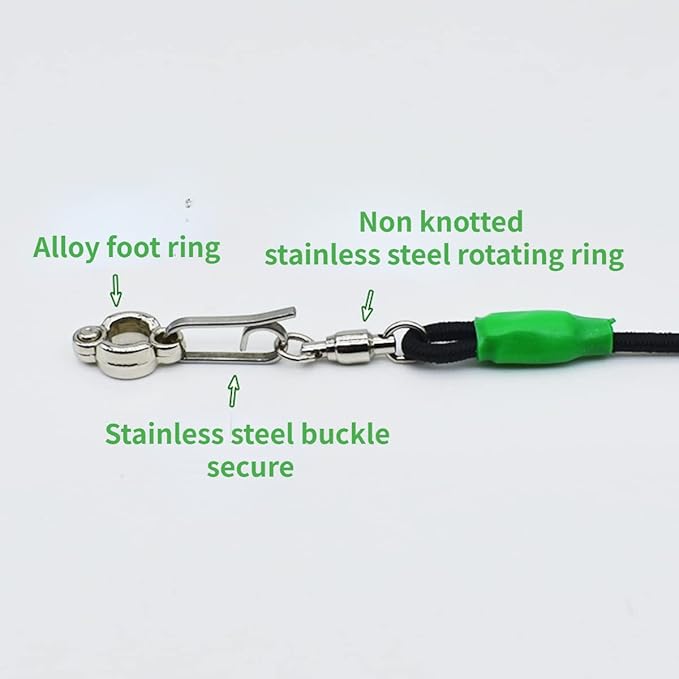 Bird Foot Chain with Flying Latex Elastic Training Rope Outdoor Parrot Ankle Foot Ring Accessories Bird Harness Leash Prevent Escaping (Model5-With 78.7inch Leash)