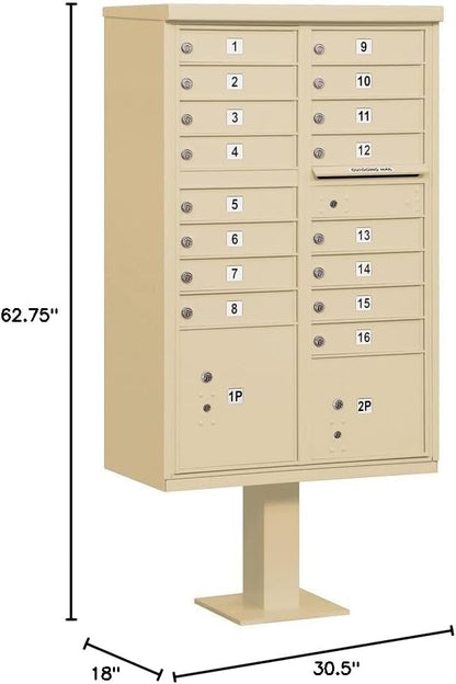 Salsbury Industries 3316SAN-U 16 A Size Doors, United States Postal Access Type III Cluster Box Unit, Sanstone