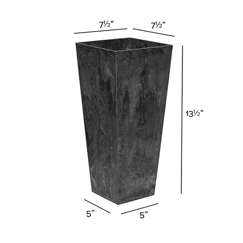 Root & Vessel, Ella Tall Planter, Black, 13.5"