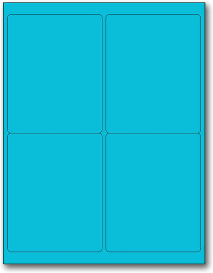 NextDayLabels - 8-1/2 x 11 Neon Color High Light Fluorescent Labels for Laser & Inkjet Printer (Blue Fluorescent, 4 x 5-4 Per Page | 400 Labels)