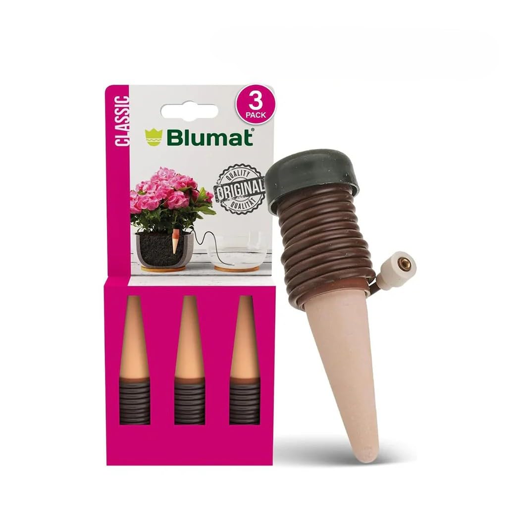 Blumat Classic Self-Watering Stakes - Prevents Overwatering and Underwatering for Healthy Growth While You are Away - Ideal for Indoor Plant Watering, 3 Pack, wo Adapter