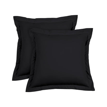 Euro Sham Covers 26x26 Set of 2 Black 600 Thread Count 100% Egyptian Cotton Pack of 2 Euro 26x26 Pillow Covers Cushion Cover Cases Soft Skin Friendly European Size Decorative Square Pillow Shams