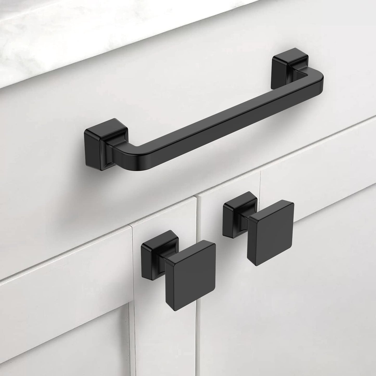 Asidrama 5 Pack 1-1/4 inch Matte Black Kitchen Cabinet Knobs Dresser Knobs Drawer Knobs Cabinet Hardware Zinc Knobs for Dresser Drawers