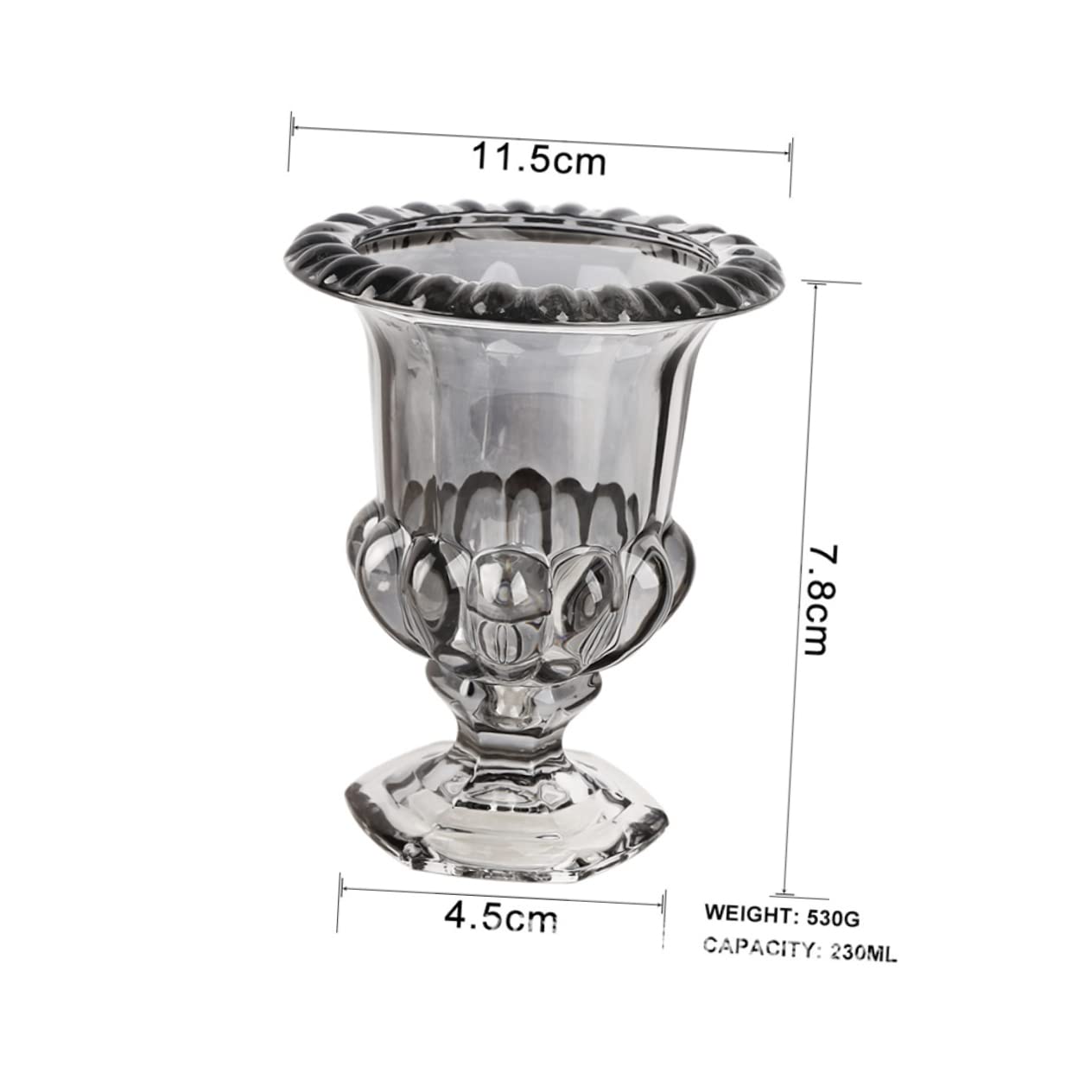 1Pc Roman Vase Glass Flower Vessel Desktop Decor Country Plant vase Rural Flower Planter Glass Planter Crystal urn Terrarium airhorn Embossment Bud Cylinder Office
