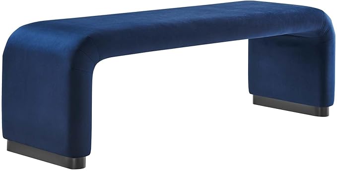 Modway EEI-6734-BLK-MID Koda Performance Velvet Waterfall Long Bench