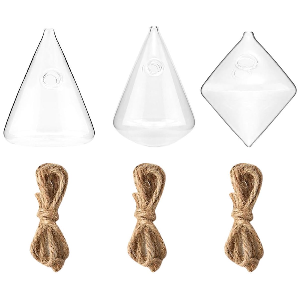 PRETYZOOM Geometric Glass Hanging Vase Set of 3, Hydroponic Planter Flower Holder for Wall Decoration, Home Glass Terrarium Plant Bottle for Indoor Home Décor
