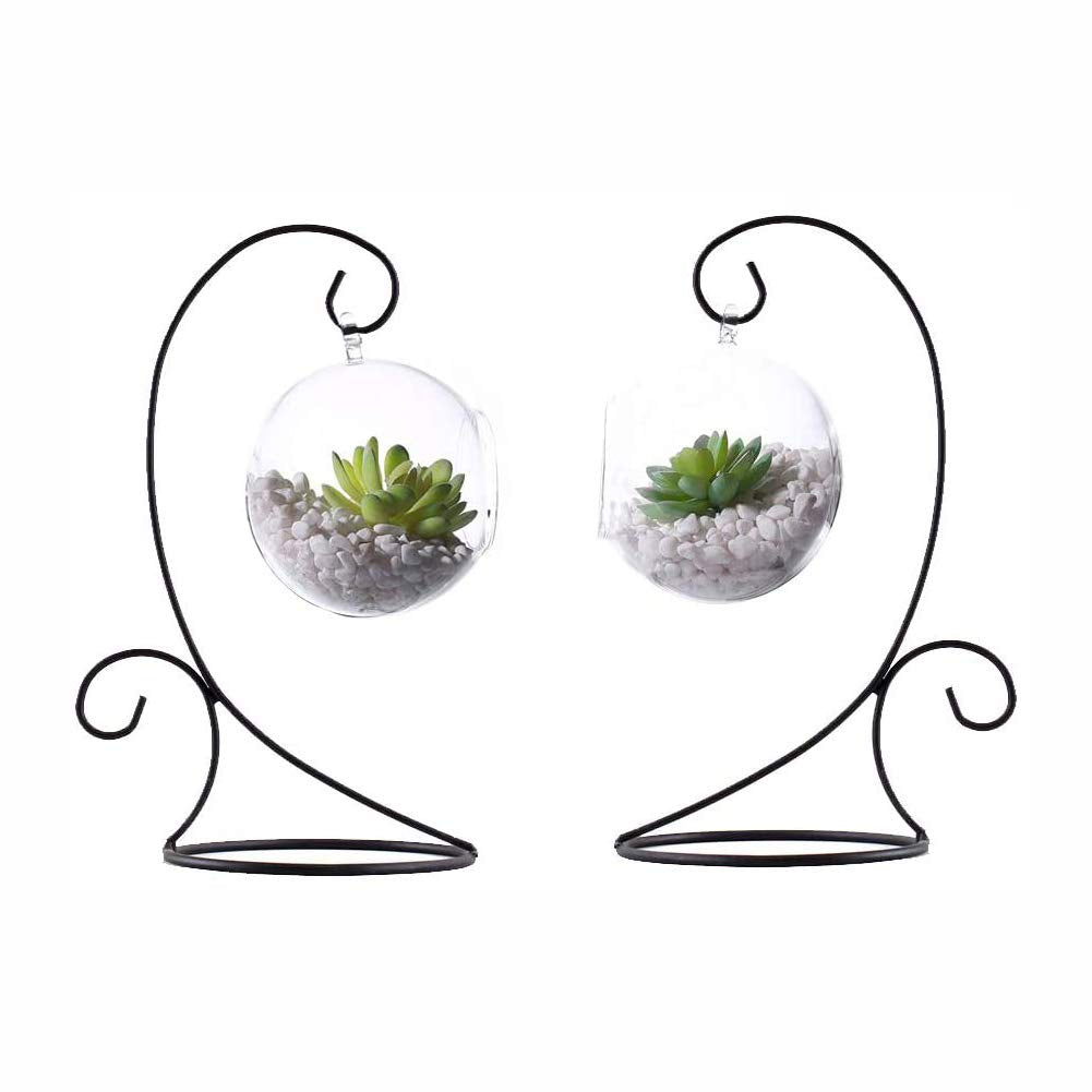 Waroom Home Metal Ornament Display Stand Set of 2 - Iron Ornament Holder for Air Plant, Hanging Glass Terrarium Globe Ball, Candle Glass Globe, Witch Ball, Lantern, Flower Pot (11.5")