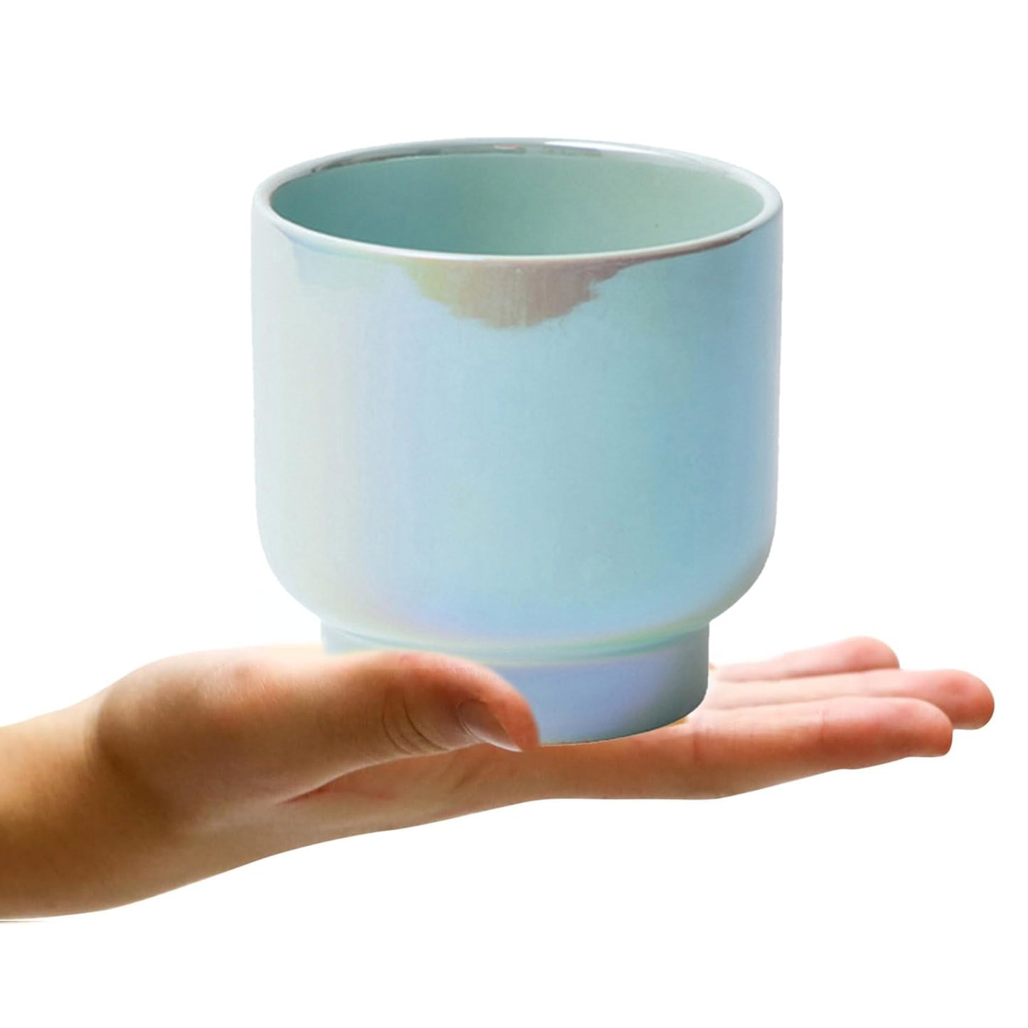 LB Blue Ceramic Planters for Indoor Plants, Succulent Plant Pots Ceramic Plant Pot, Modern Flower Pots for Living Room Office Home Decor, Round Flower Pot of 4.3 Inch(Plant Not Included)