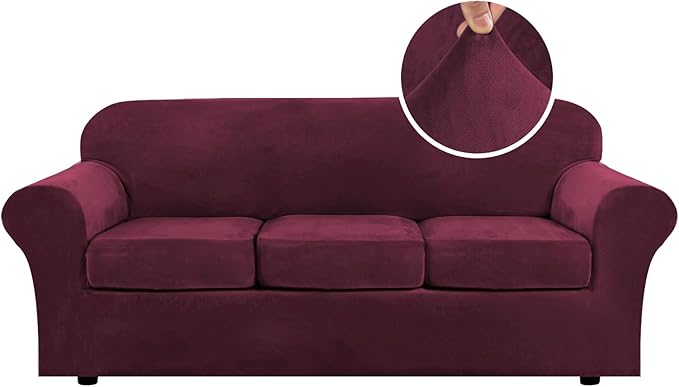 H.VERSAILTEX High Stretch Sofa Slipcover 4 Piece Cover Velvet Furniture