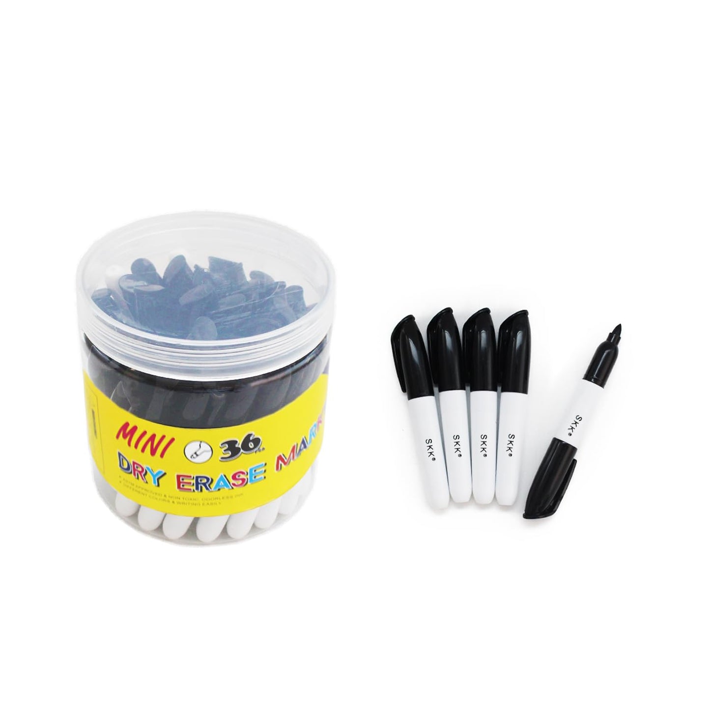 SKKSTATIONERY 36 Pcs Mini Dry Erase Markers, Whiteboard Markers, Marker Pens 3.5'', Black.