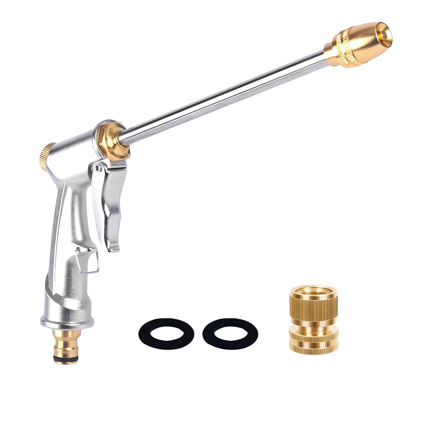 Hose Sprayer Nozzle Heavy Duty, High Pressure Hose Nozzle Water Adjustable Spray Gun Metal Brass Hose Attachment for Washing car, Cleaning, Watering Plants, lawn, Outdoor Gardening.