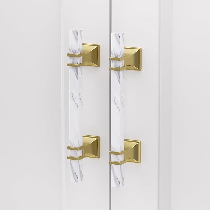 Rergy Cabinet Handles Marble Drawer Pulls and Knobs, T-Bar Hardware