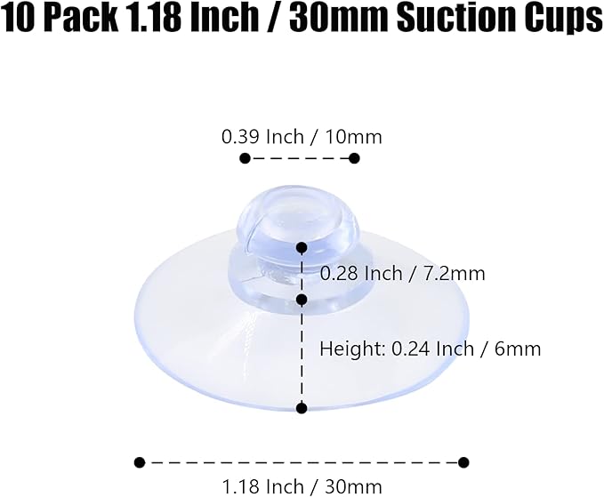 10 Pack Glass Table Suction Cups - 30mm Rubber Suckers