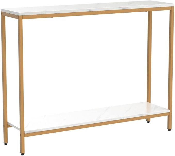 loglus Console Table for Entryway, Faux Marble MDF Indoors Sofa Table