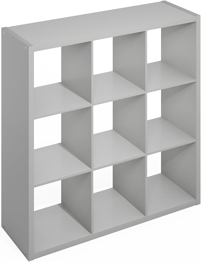 Furinno Simple Cube Storage Organizer, 9-Cube Display Shelf, Open Back Shelving