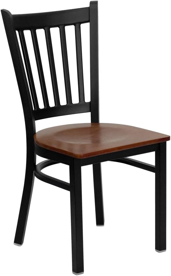 Flash Furniture 2 Pack HERCULES Series Black Vertical Back Metal Restaurant