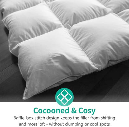APSMILE Luxurious Down Feather Fibers Comforter California King - Ultra-Soft Fluffy Duvet Insert, High Fill-Power Hotel Comforter, 57 Oz Medium Warmth Bedding for All Season (Solid White, 104x96)