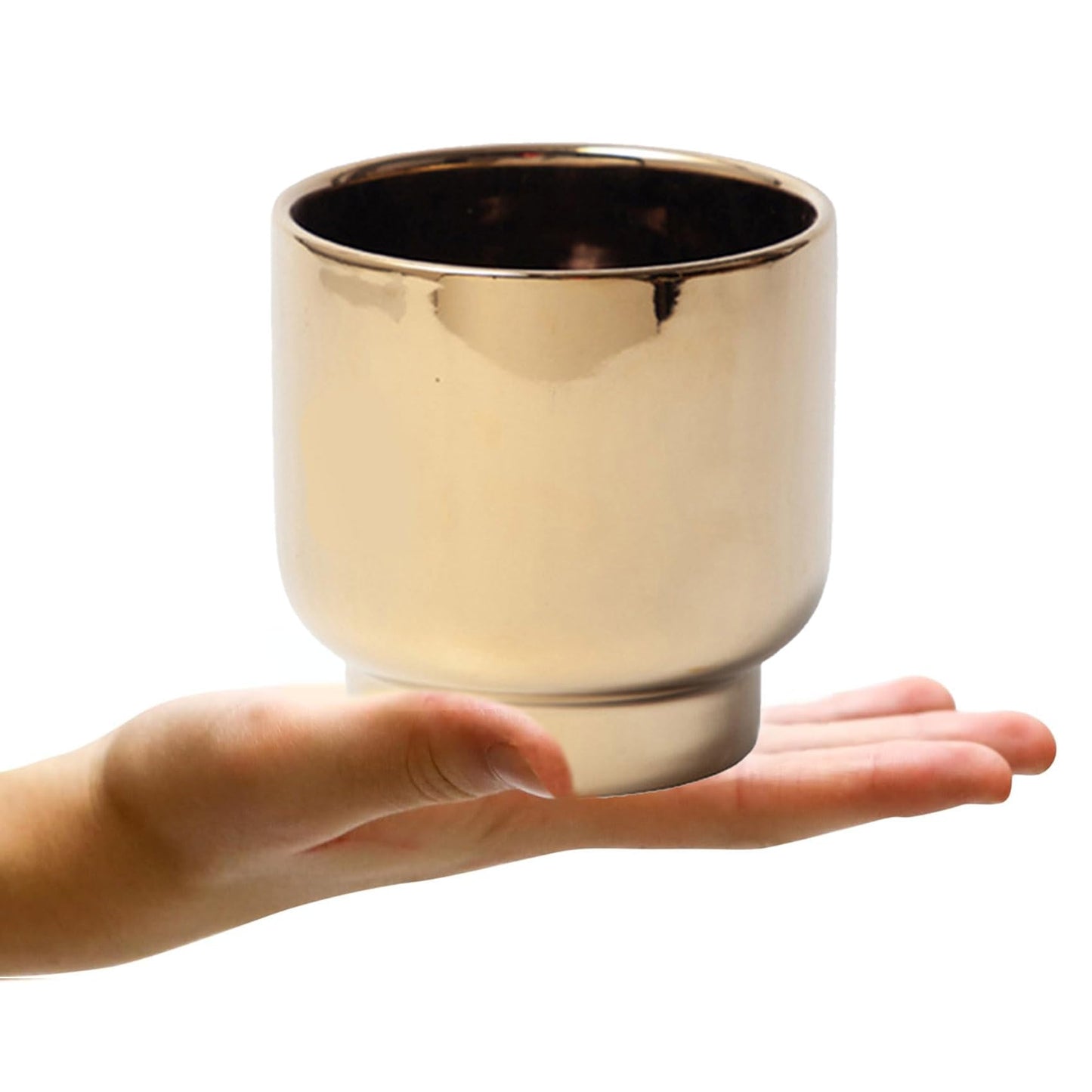 LB Gold Ceramic Planters for Indoor Plants, Succulent Plant Pots Ceramic Flower Pots, Modern Plant Pot for Living Room Office Home Decor, Round Flower Pot of 4.3 Inch(Plant Not Included)