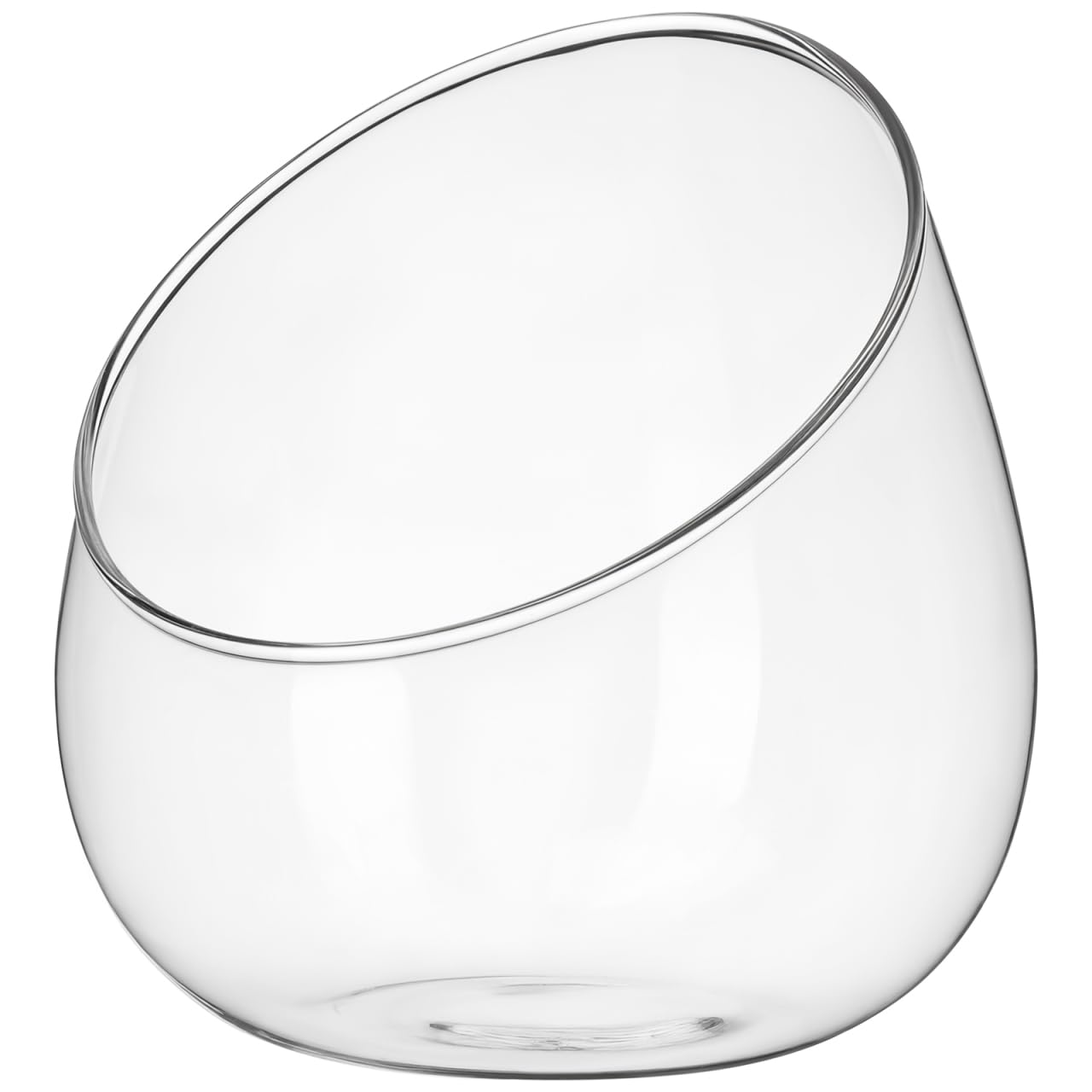 DOITOOL Clear Slant Cut Bowl Glass Vase, Glass Terrarium Candy Dish Fish Bowl Vase Fruit Jar Air Plant Holder for Succulents, Cacti, Moss, Terrariums, Flower Centerpiece, Height: 4.7", Base: 4"
